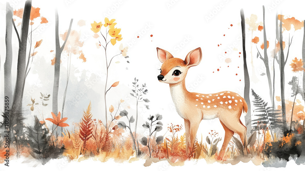 Cute little deer in the grass Cute little deer in the grass