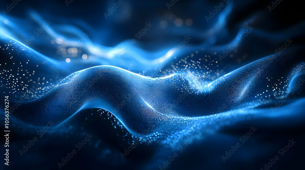 Abstract Blue 3D Background with Glowing Particles Abstract Blue 3D Background with Glowing Particles