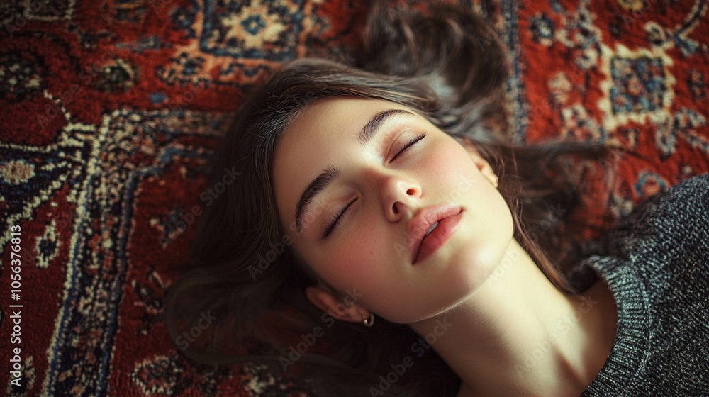close-up view of beautiful women laying on the carpet.ai generative close-up view of beautiful women laying on the carpet.ai generative