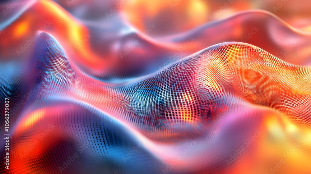 Abstract 3D Background with Wavy Grid Pattern and Vibrant Colors Abstract 3D Background with Wavy Grid Pattern and Vibrant Colors