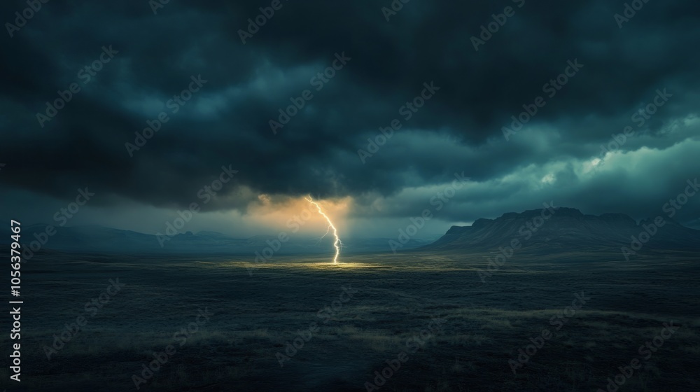 Dark clouds gathering over a windswept plain, generative ai Dark clouds gathering over a windswept plain, generative ai