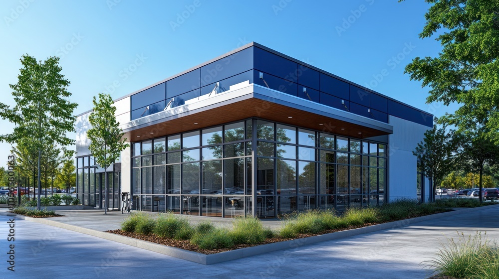 Modern Commercial Building with Glass Facade Modern Commercial Building with Glass Facade