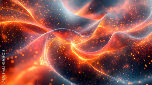 Abstract Background with Orange and Blue Glowing Lights