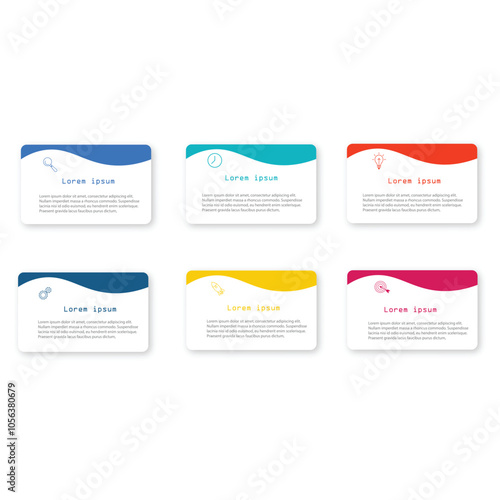 Five step infographic design elements template for presentation. Infographic illustration. Presentation process and steps diagram, banner, flow chart, 6