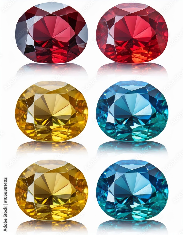 Fototapeta premium Set of multicolored diamonds isolated on white background. Vector illustration.