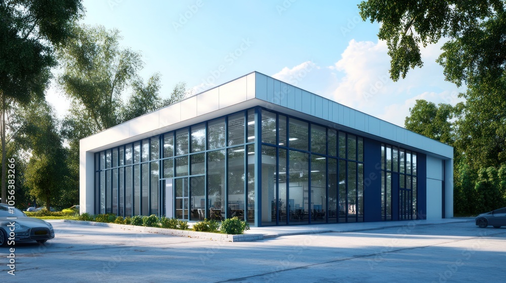 Modern Architectural Building with Glass Facade Modern Architectural Building with Glass Facade