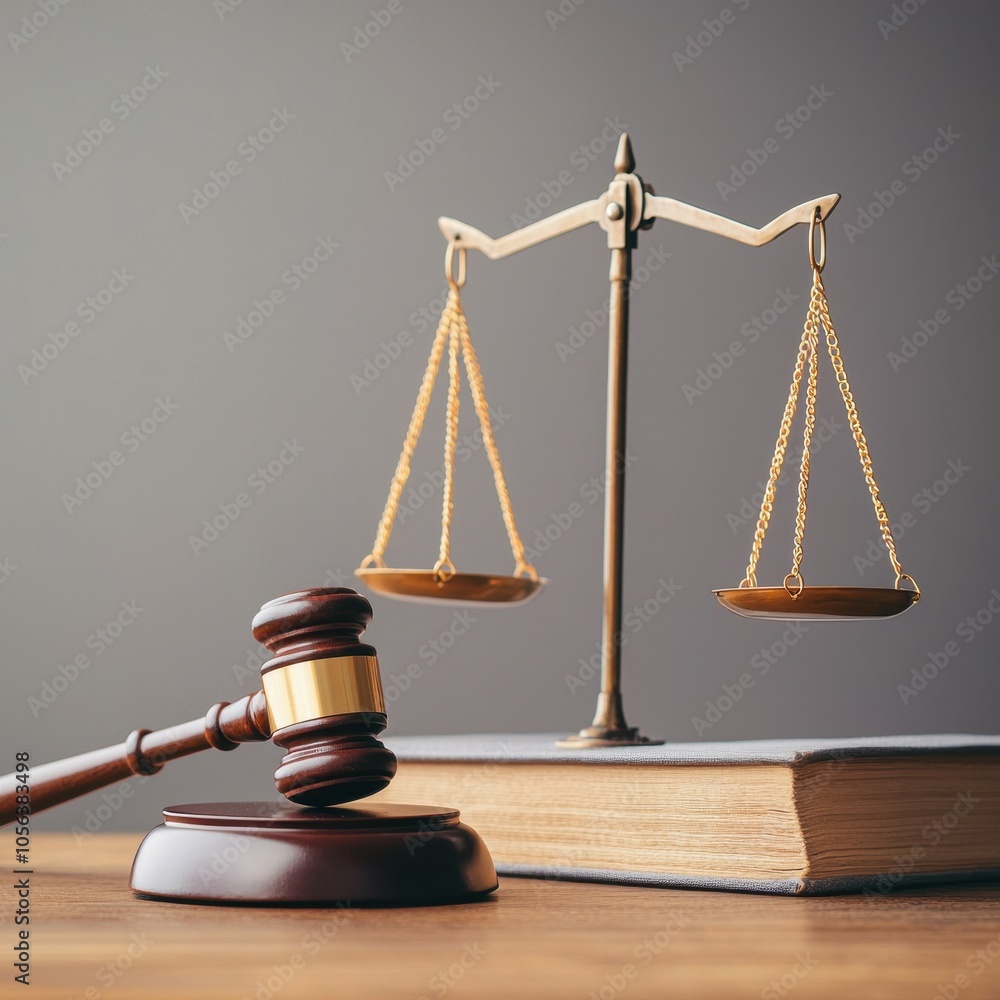 A wooden gavel rests beside a balanced scale symbolizing justice, law, and the legal system on a wooden surface. A wooden gavel rests beside a balanced scale symbolizing justice, law, and the legal system on a wooden surface.
