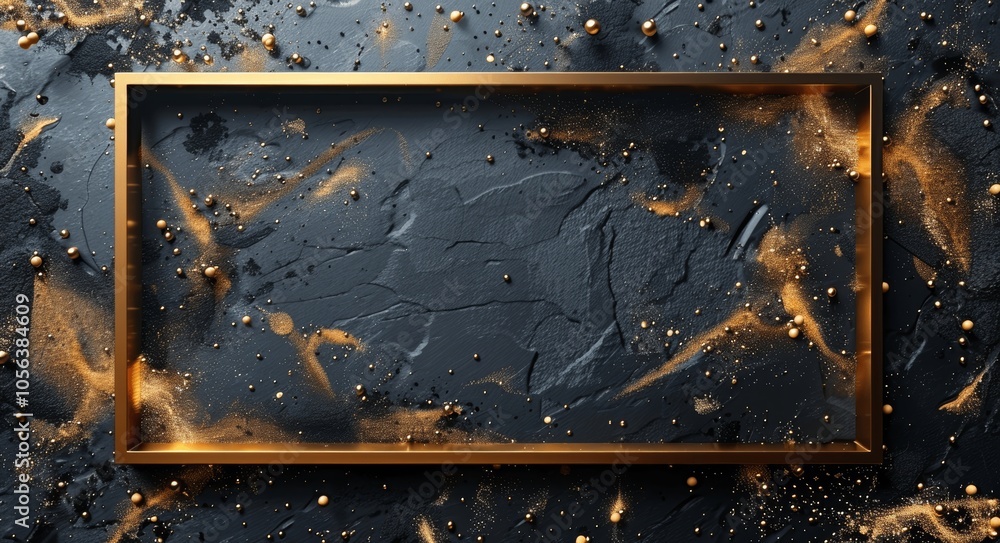 Elegant Black Background with Golden Frame and Decorative Borders Elegant Black Background with Golden Frame and Decorative Borders