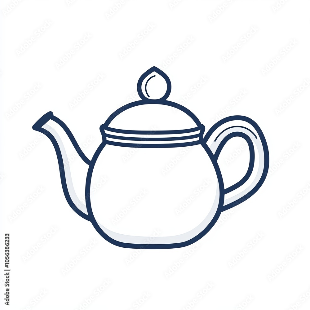 This design features a minimalist depiction of a teapot handle on a white background, showcasing a common kitchen tool used for brewing tea This design features a minimalist depiction of a teapot handle on a white background, showcasing a common kitchen tool used for brewing tea