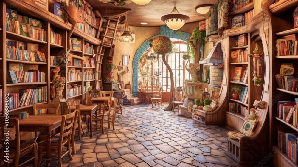 Naklejka premium Enchanted Bookstore Interior