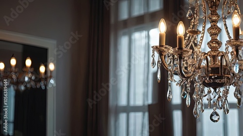 Elegant chandelier illuminating a stylish interior space.