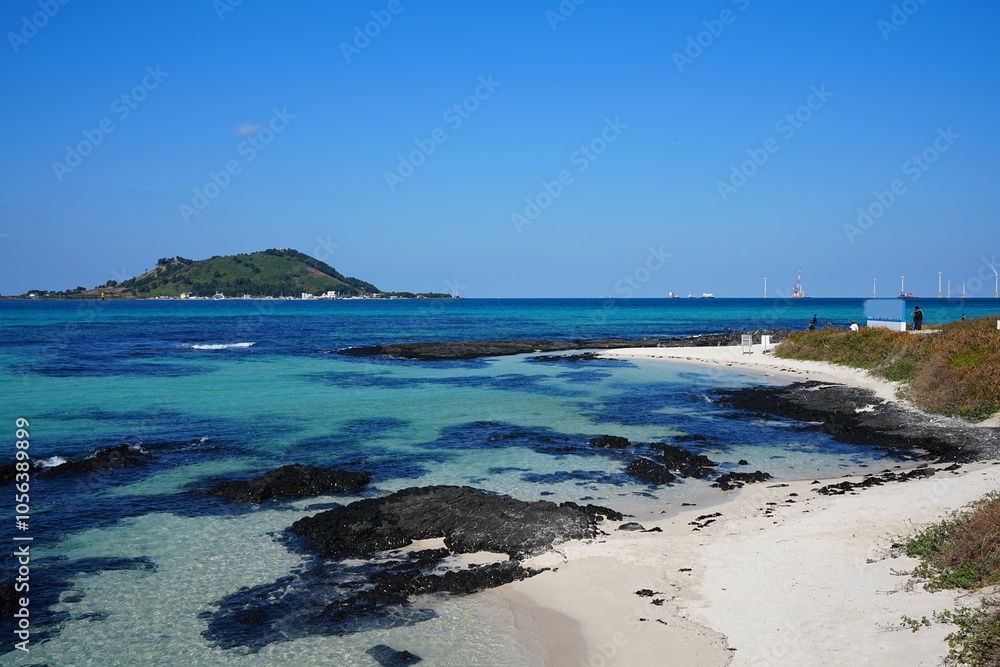 fine seaside view with clear shoaling beach fine seaside view with clear shoaling beach