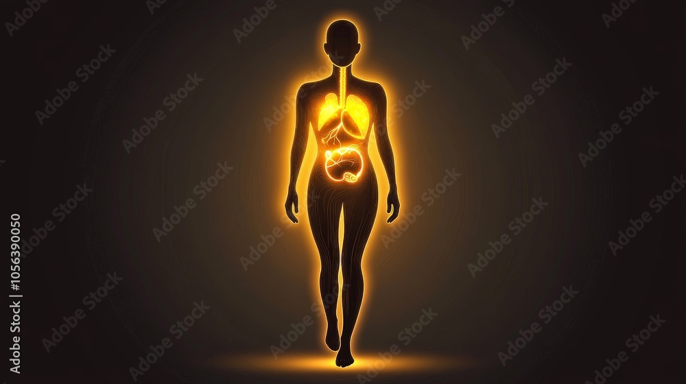 Silhouette of a Person with a Glowing Heart Silhouette of a Person with a Glowing Heart