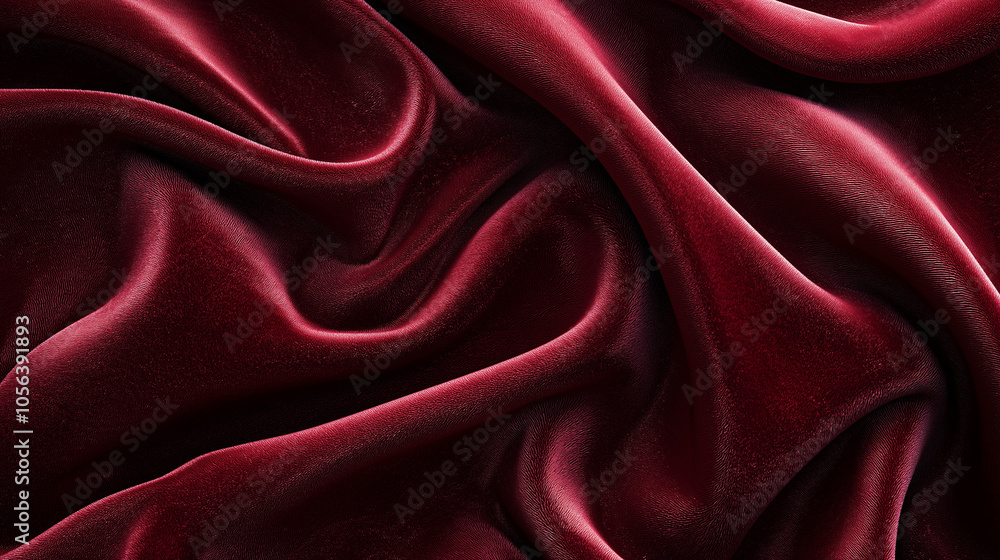 Fototapeta premium Velvet fabric with deep rich burgundy