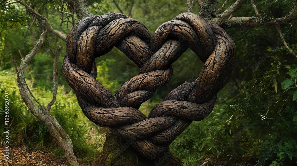 Heart-Shaped Tree Knot in Lush Forest