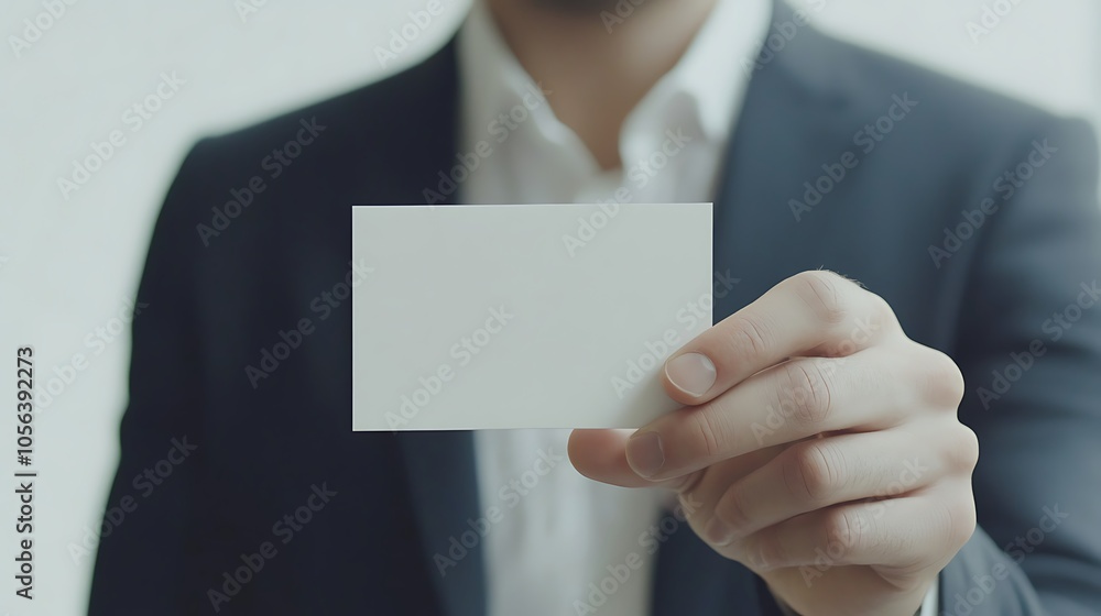 Businessman Holding a Blank Card Businessman Holding a Blank Card