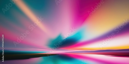 Vibrant abstract background, blurred gradient colors, teal and pink sunset sky, fluid motion, soft color transitions, dreamy atmosphere, ethereal landscape, digital art, smooth textures, pastel hues, 