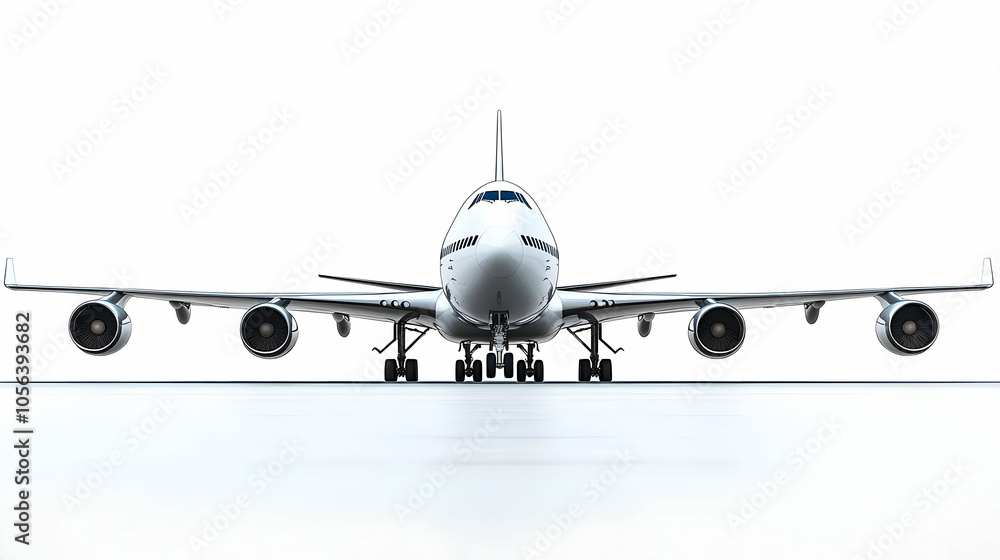 White Airplane 3D Render on White Background White Airplane 3D Render on White Background