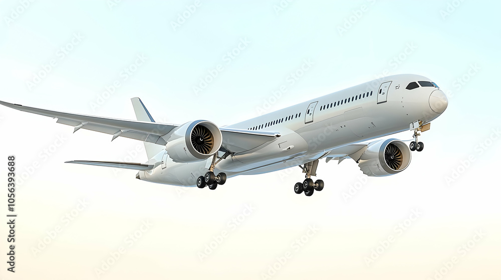 White Airplane Landing 3D Illustration White Airplane Landing 3D Illustration