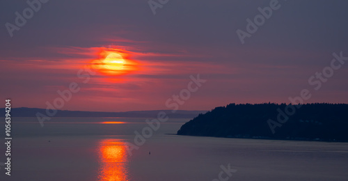 Smoky Sunset Over Whidbey Island and Puget Sound photo