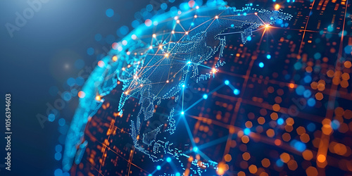 High-Tech Global Data Network Visualization

