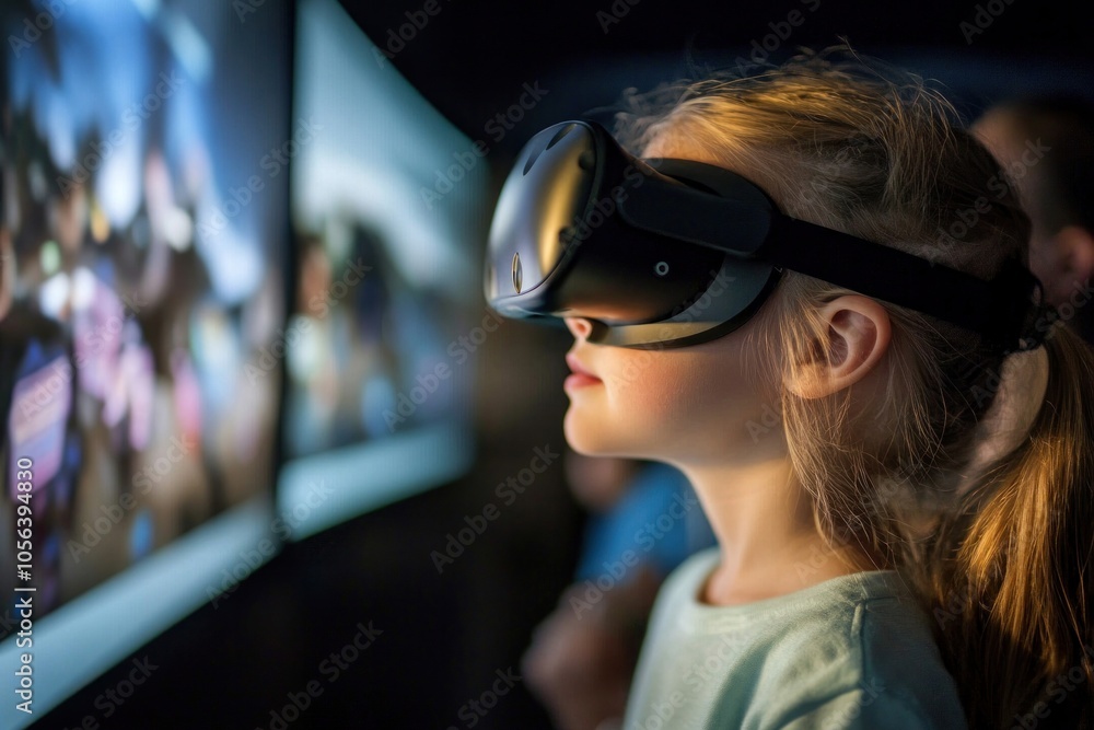Gen Alpha children exploring virtual environments for immersive learning, highlighting their adaptive digital education Gen Alpha children exploring virtual environments for immersive learning, highlighting their adaptive digital education