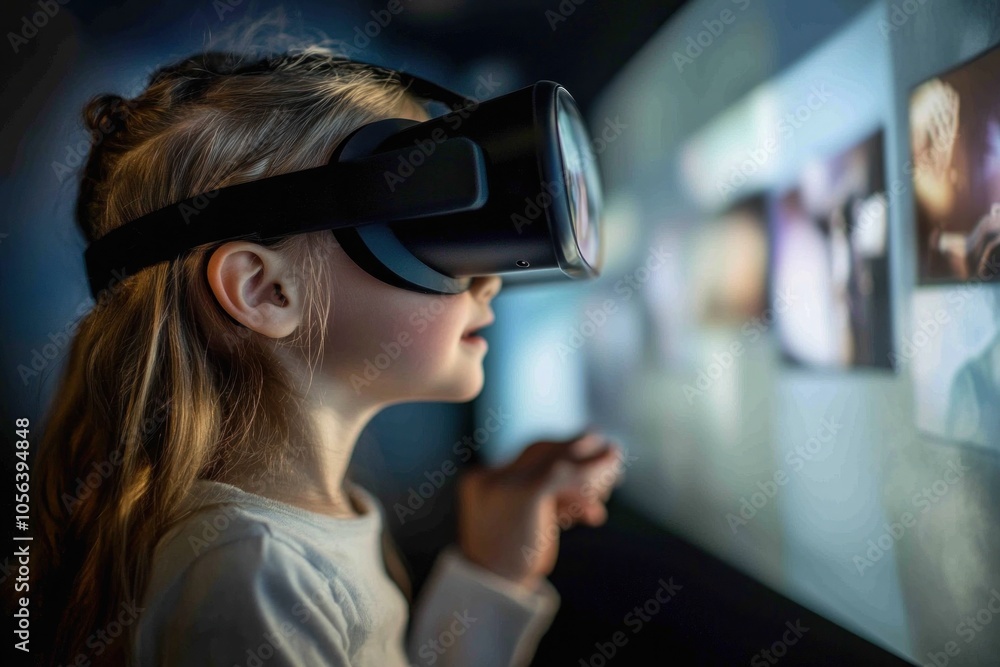 Gen Alpha children exploring virtual environments for immersive learning, highlighting their adaptive digital education Gen Alpha children exploring virtual environments for immersive learning, highlighting their adaptive digital education