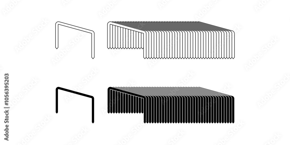 Staple strips icon set isolated on white background Staple strips icon set isolated on white background
