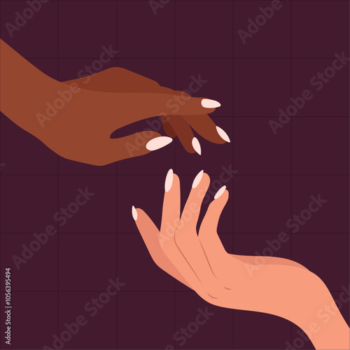human hands fingers gestures different poses reaching receiving in flat illustration