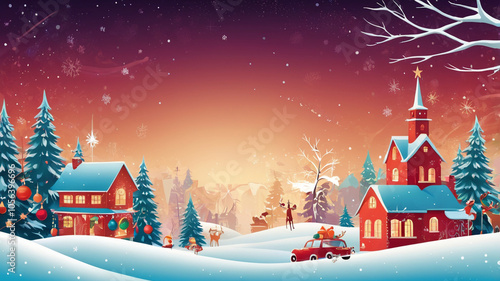 Festive Christmas-themed vector background, Christmas frame, filled with joyful holiday elements and a clean, modern design. 