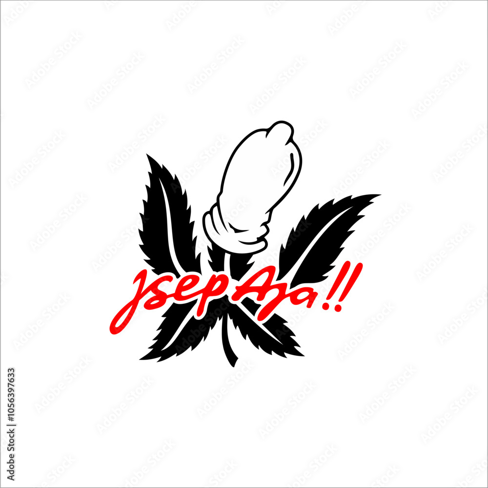 Obraz premium Cassava leaves covered with the words isep aja