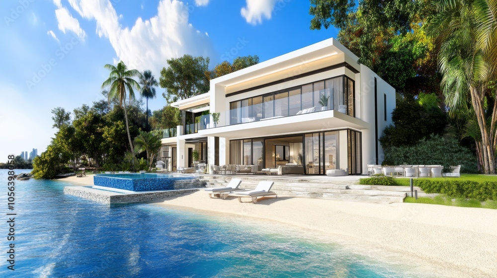 Fototapeta premium Coastal Luxury Home with Scenic Views