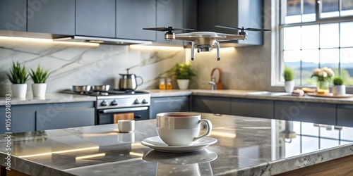 Modern Kitchen Drone Photography: Customizable Coffee Mug Mockup