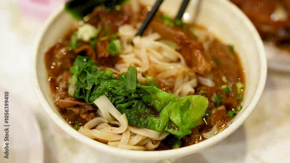 Noodle Dish with Meat in Hong Kong Noodle Dish with Meat in Hong Kong