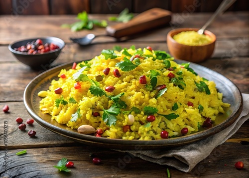 Photography captures the essence of a delightful poha meal. photo