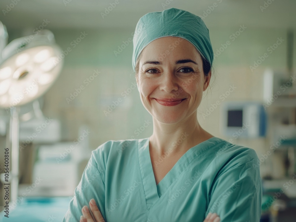 Professional Female Nurse in Scrubs