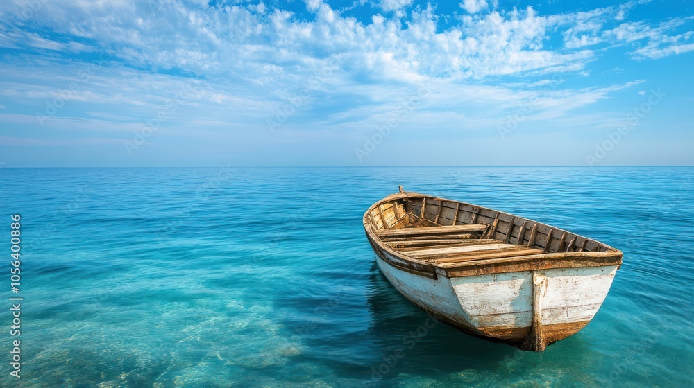 Lonely Boat in Calm Waters Lonely Boat in Calm Waters