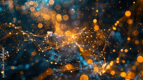 Beauty in Complexity: Close-Up of a Molecular Structure with Luminous Atoms and Connections