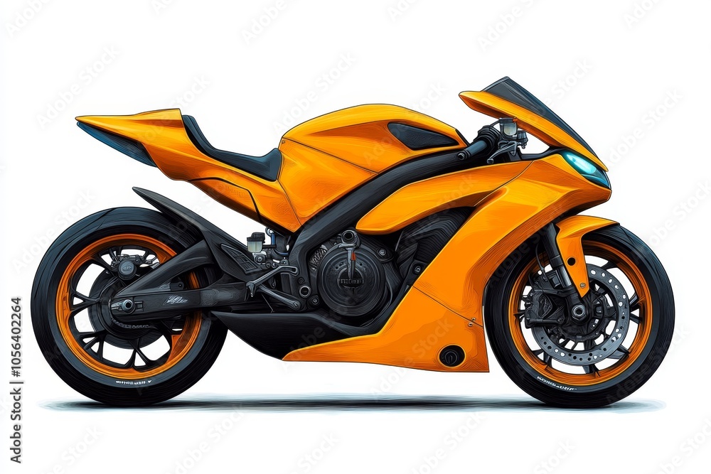 a 2D cartoon illustration of a high-speed motorcycle parked by the roadside fast and powerful white background a 2D cartoon illustration of a high-speed motorcycle parked by the roadside fast and powerful white background