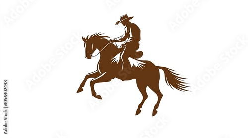 Silhouette of a cowboy riding a horse in motion.