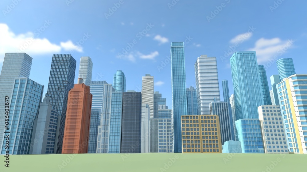 Fototapeta premium Modern City Skyline with Detailed Textures