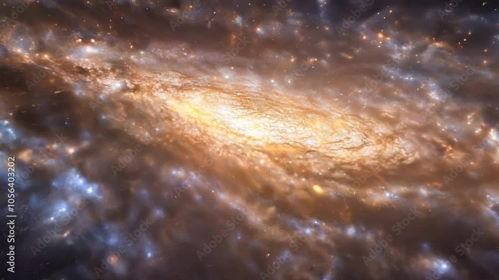 Cosmic Tapestry: A breathtaking view of a spiral galaxy, swirling with ...