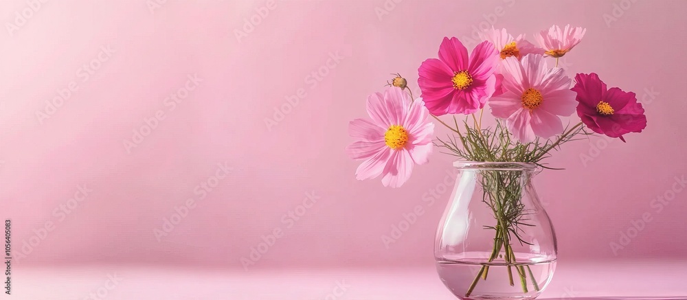 Fototapeta premium Pink Cosmos Flowers in a Vase