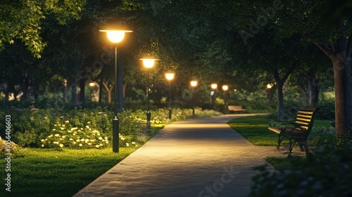 Evening Stroll in a Park