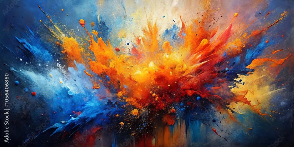 Obraz premium Abstract Expression of Vibrant Colors Exploding in a Symphony of Strokes and Drips