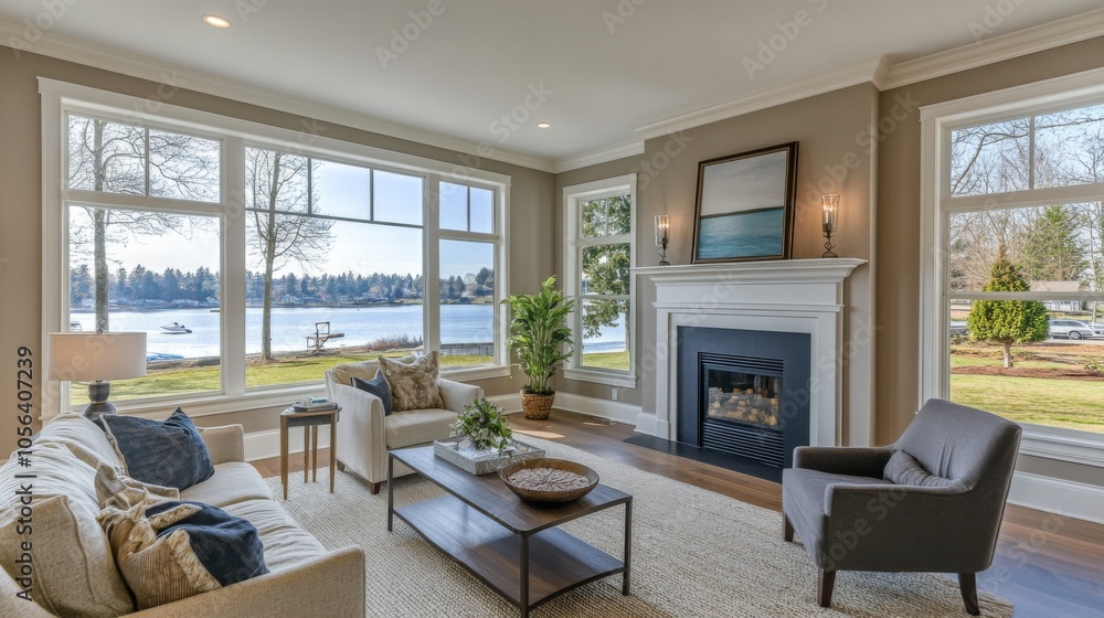Stylish Oceanfront Living Room with Clean Lines Stylish Oceanfront Living Room with Clean Lines