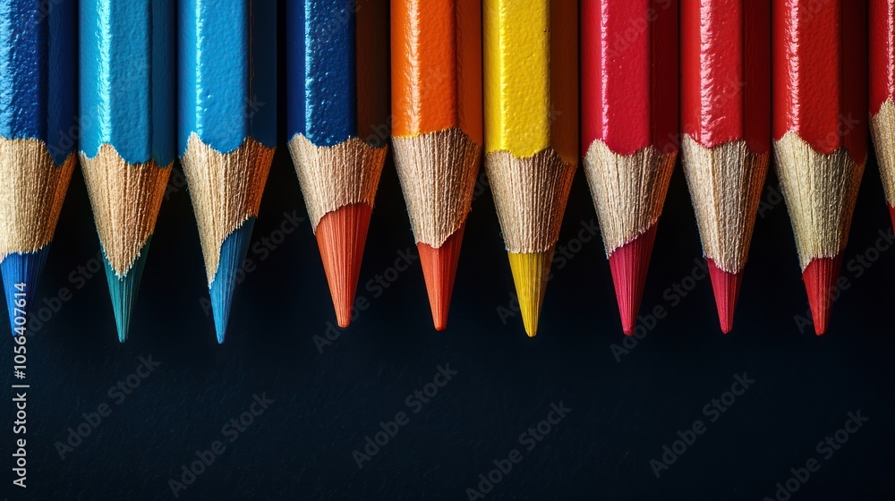 Colorful Pencils on Black Background Colorful Pencils on Black Background