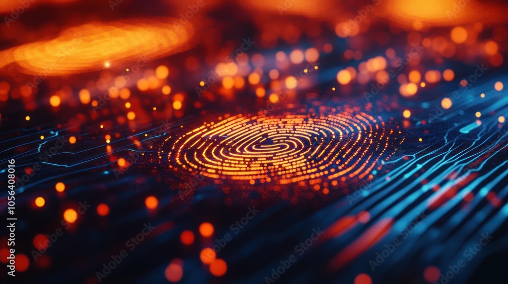Abstract Fingerprint with Glowing Lines Abstract Fingerprint with Glowing Lines