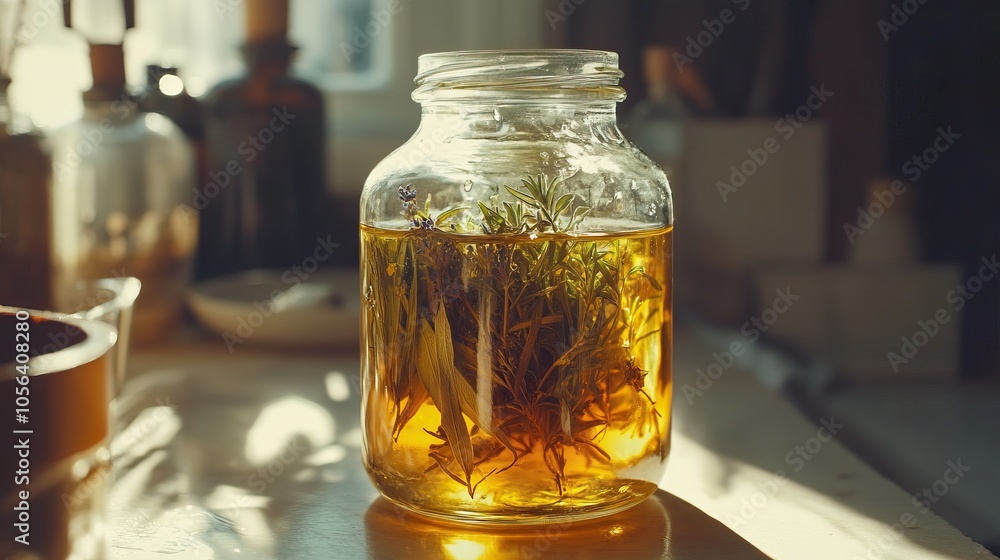 Herbal Infusion in Glass Jar Herbal Infusion in Glass Jar