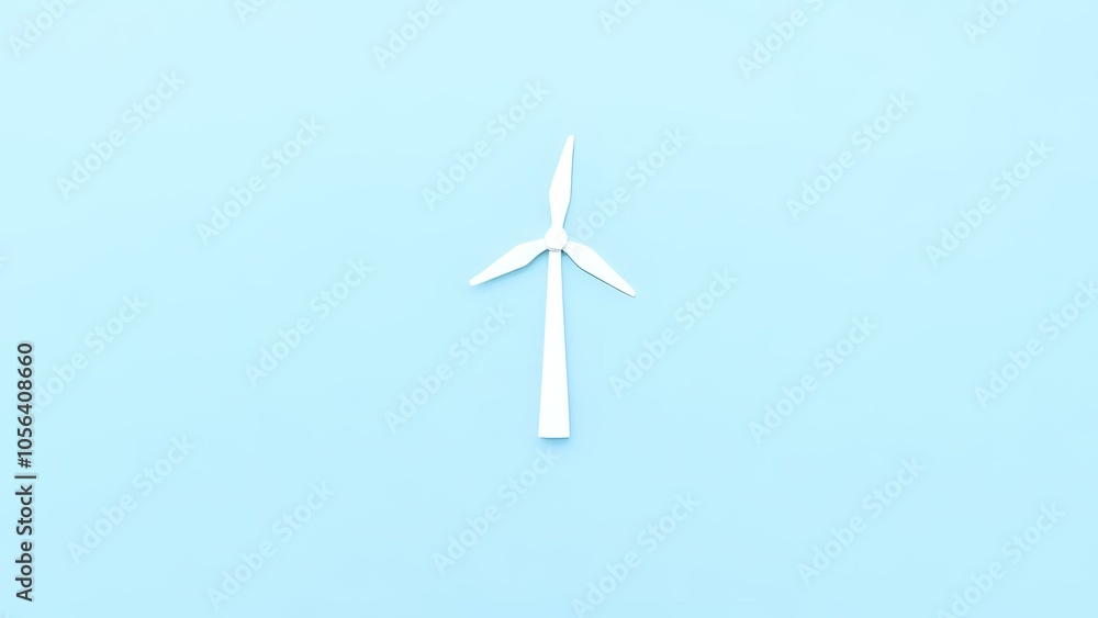 Wind Turbine Icon on Light Blue Background Wind Turbine Icon on Light Blue Background